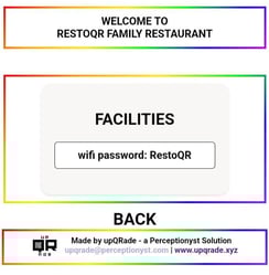 Highlight restaurant facilities like Wi-Fi, A/C, and amenities using QR-based RestoQR by upQRade